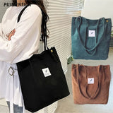 Corduroy Shoulder Bag Eco Shopper Tote