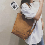 Women Corduroy Shoulder Shopping Bags Reusable Casual Travel Tote