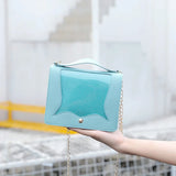 Women Cross Body Bag PVC Transparent Chain Messenger Flap Handbags
