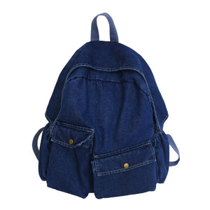 Women Denim All-match Canvas Backpack Lady Vintage Travel Student Bag