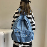 Women Denim All-match Canvas Backpack Lady Vintage Travel Student Bag
