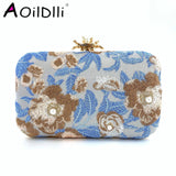 Women Embroidery Flowers Evening Clutch Bags Diamond Banquet Shoulder Bags