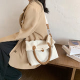 Women Canvas Shoulder Bags Large Capacity Casual Totes Preppy Style