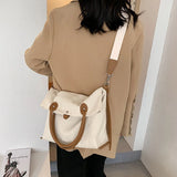 Women Canvas Shoulder Bags Large Capacity Casual Totes Preppy Style