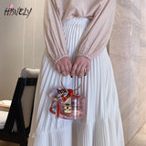 Metal Handle Acrylic Clutch Bag With Scarf