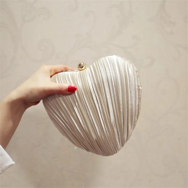 Heart Shaped Evening Clutch Banquet Bags with Chain