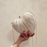 Heart Shaped Evening Clutch Banquet Bags with Chain