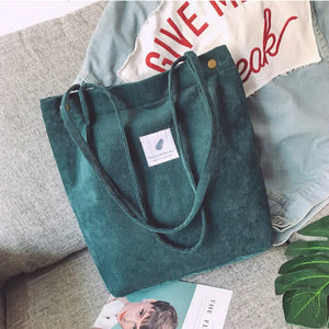 Corduroy Shoulder Bag Large Capacity Shopping Tote