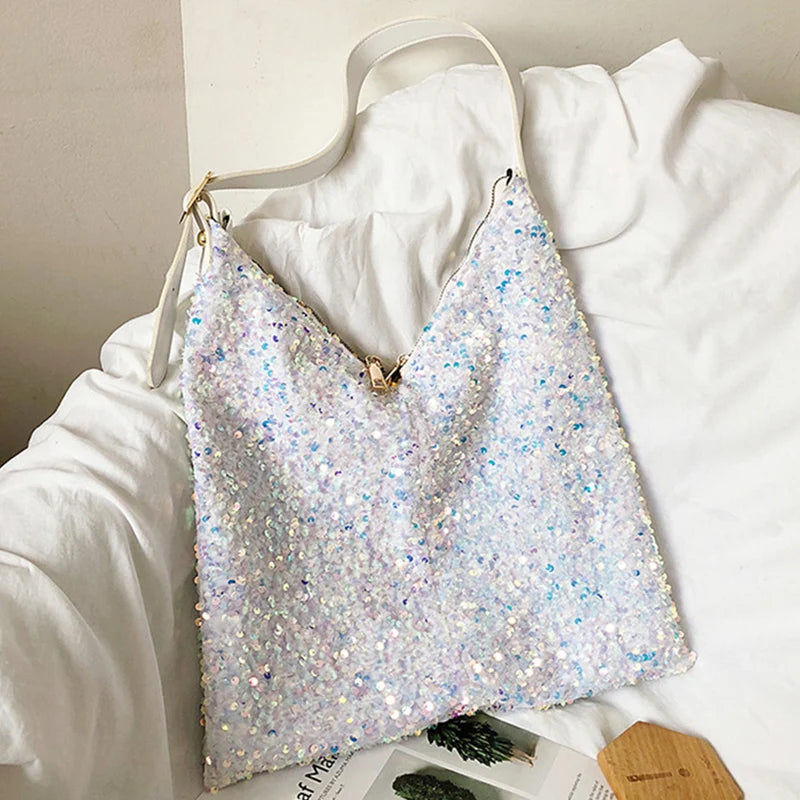Sequin Shoulder Bag Lady Single Shopping Bags Large Capacity Casual Tote