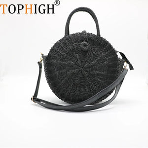 Women Handbag Summer Beach Tote Circle Bag Rattan Round Handbag