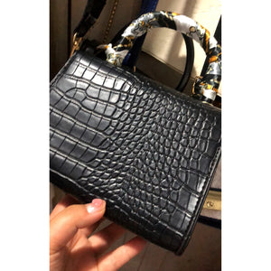 Women Handbag Chain Solid Purse Silk Scarf Shoulder Bag