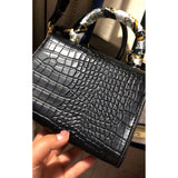 Women Handbag Chain Solid Purse Silk Scarf Shoulder Bag