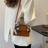 Women Handbag Chain Solid Purse Silk Scarf Shoulder Bag
