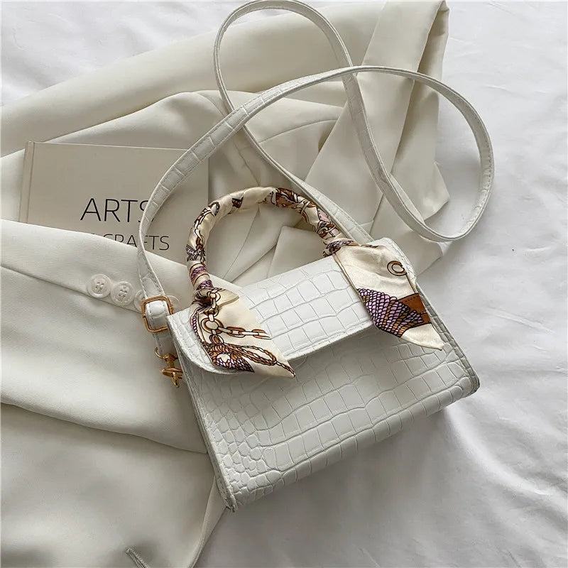 Women Handbag Chain Solid Purse Silk Scarf Shoulder Bag