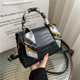 Women Handbag Chain Solid Purse Silk Scarf Shoulder Bag