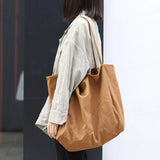 Reusable Canvas Shoulder Bags Large Capacity Shopping Bag