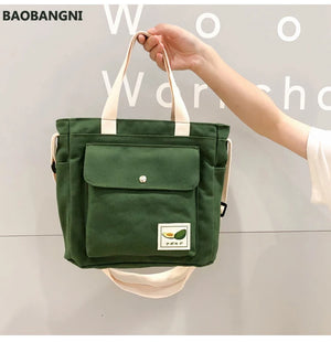 Canvas Tote Shoulder Bag Foldable Bucket Bag Girl