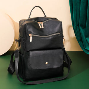 Vintage High Leather Backpack for Women