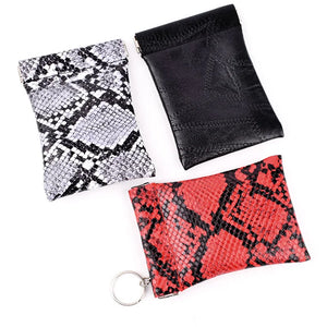 Key Holder Case PU Leather Serpentine Purse Men Storage Car Keychain Bag