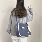 Women Corduroy Messenger Bag Large Capacity Student Shoulder Satchel