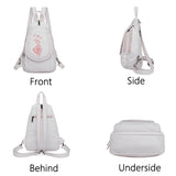 Women Leather Backpack Small Travel Backpack Flowers Embroidery School Bags
