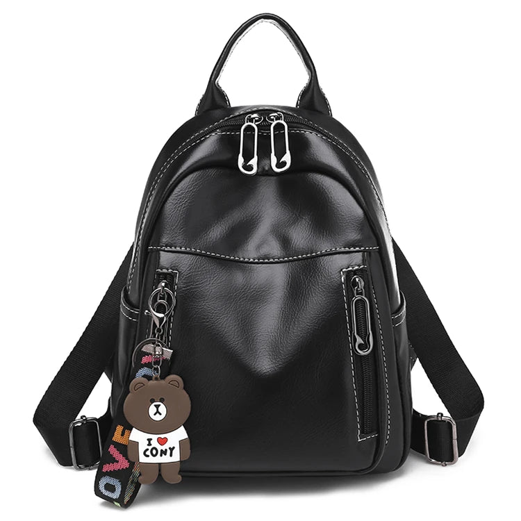 Women Leather Backpacks For Girls Travel School Backpack Female