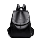 High Female Vintage Leather Backpack for Girls School Bag