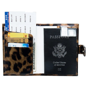Leopard Leather Passport Cover Waterproof Holder