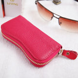Cowhide Leather Zipper Purse Key Rings Bag Key Wallets