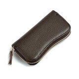 Cowhide Leather Zipper Purse Key Rings Bag Key Wallets
