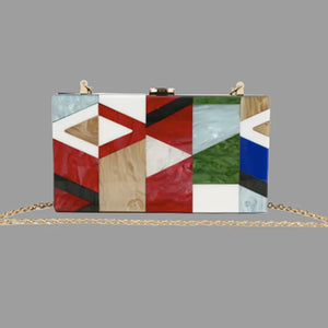 Acrylic Geometric Lattice Patchwork Handbag Party Prom Clutch