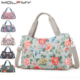 Waterproof Nylon Floral Handbag Women Messenger Bag