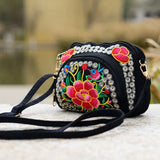 Women National Style Flower Embroidery Canvas Shoulder Bag