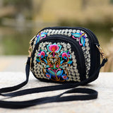 Women National Style Flower Embroidery Canvas Shoulder Bag