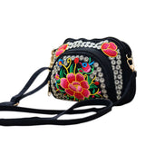 Women National Style Flower Embroidery Canvas Shoulder Bag
