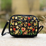 Women National Style Flower Embroidery Canvas Shoulder Bag