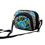 Women National Style Flower Embroidery Canvas Shoulder Bag