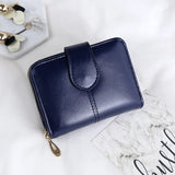 Women Retro Zipper Wallet Oil Wax Leather Short Wallet Small Card Bag
