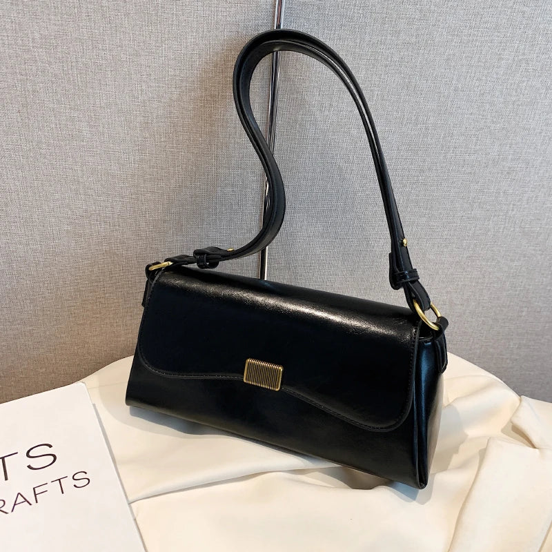 Women PU Leather Retro Shoulder Bags Stylish Simplicity Handbags