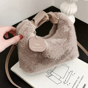 Fluffy Fur Shoulder Bag for Women Plush Handbag