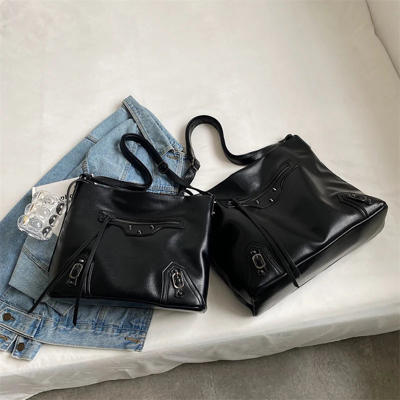 Women Retro Boston Tote Bag Messenger Handbag High PU Leather Shoulder Bag