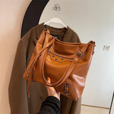 Women Retro Boston Tote Bag Messenger Handbag High PU Leather Shoulder Bag