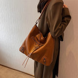 Women Retro Boston Tote Bag Messenger Handbag High PU Leather Shoulder Bag