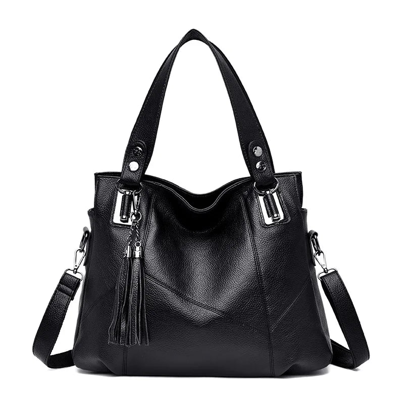 Women Retro Tassel Tote Bag Messenger Handbag High PU Leather Shoulder Bag