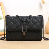 Women Rhombus Chain Bag Pure Leather Handbag Large Capacity Crossbody Wallet