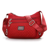 Women Shoulder Bag Nylon Crossbody Bags Female Waterproof Plaid Messenger Bag