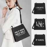 Women Shoulder Messenger Crossbody Tote Bag Text Pattern Small Square Bags