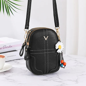 Soft Leather Zipper Crossbody Bag Large Capacity Single Shoulder Wallet