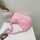 Women Soft Plush Shoulder Bag Autumn Winter Small Underarm Bag Female Acrylic Ch