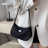 Women Solid Shoulder Bag Mini Crescent Messenger Handbags Nylon Handbag
